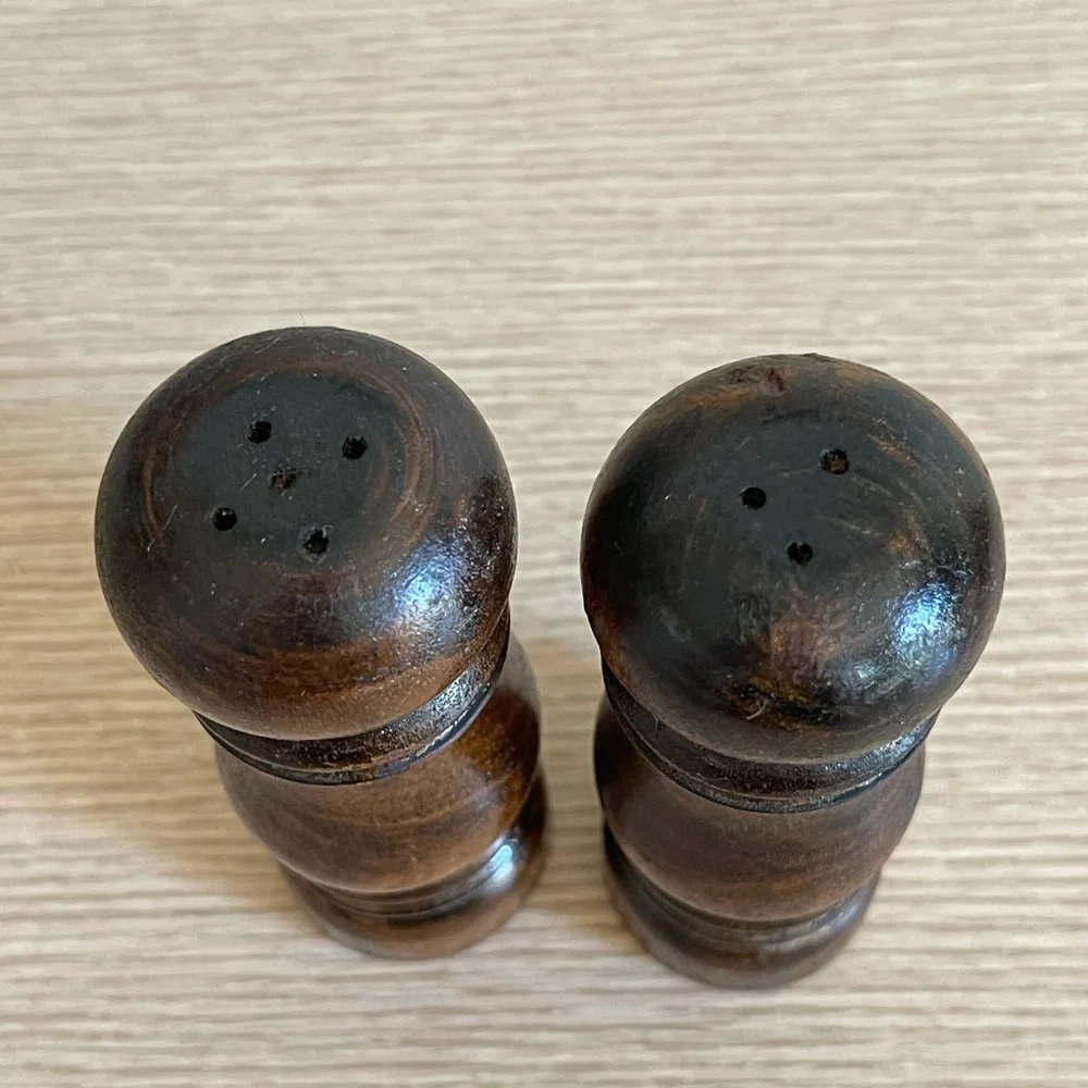 Vintage Wood Salt and Pepper Shakers
